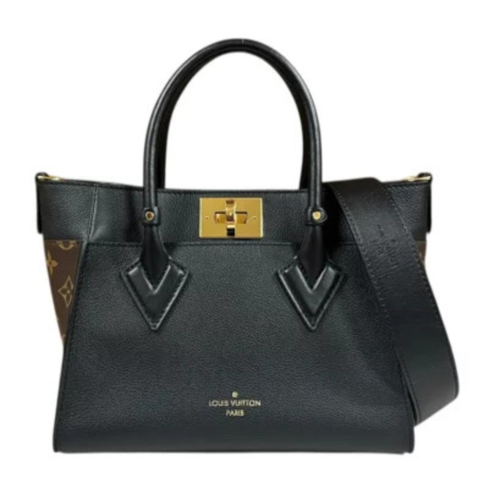 Louis Vuitton On My Side Shoulder Bag Leather Black